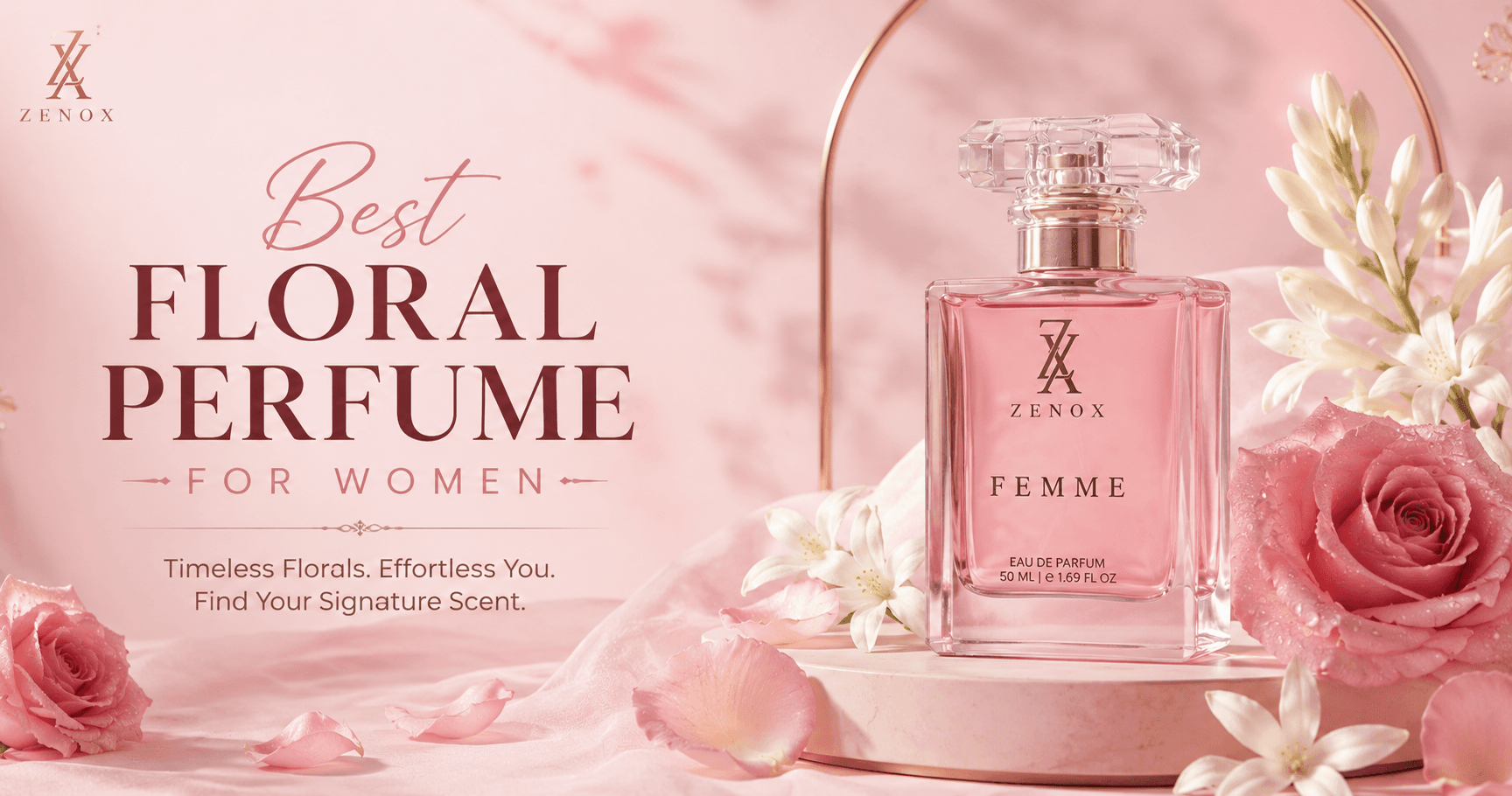Best floral perfume for women featuring Zenox Femme jasmine and tuberose fragrance